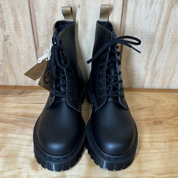 NEW Dr Martens Vegan 1460 Bex Mono Black Felix Rub Off Lace Up Boots W7 M6 EU38 - Picture 4 of 9
